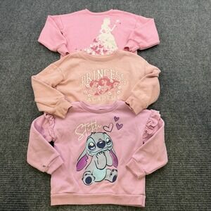 Disney Stitch Wicked Glenda Princess Academy Sweater Girls Size‎ 4/5 Lot Of 3
